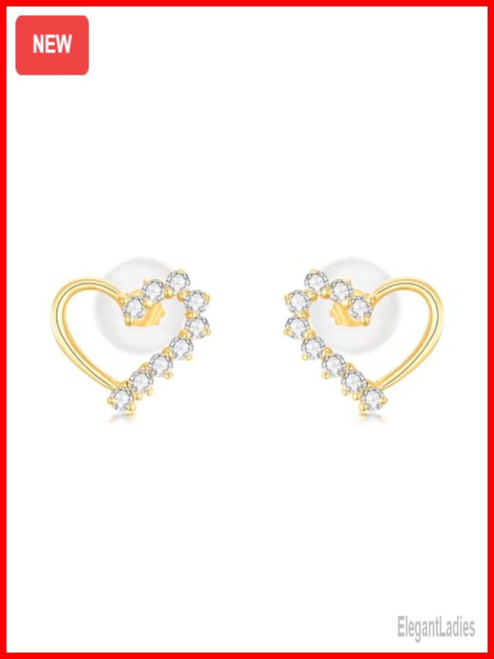 10k Gold Heart Stud Earrings Lab Grown Diamond Fine Jewelry